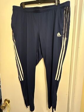 Adidas Plus Size Women’s Joggers/Track Pants, Navy Blue W/White Stripes, Sz 3X